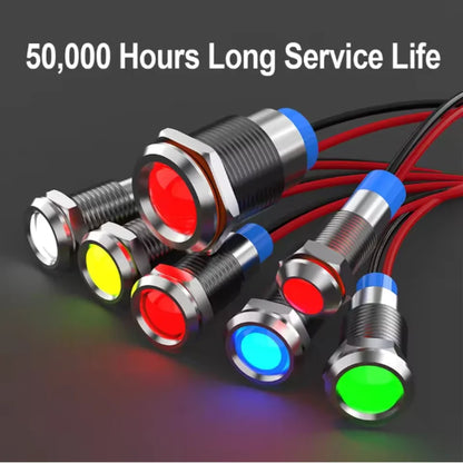 6mm LED waterproof metal indicator light signal light with wire 6V -12V -24V 24V 220V red/yellow/blue/green/white metal button - Smarsty
