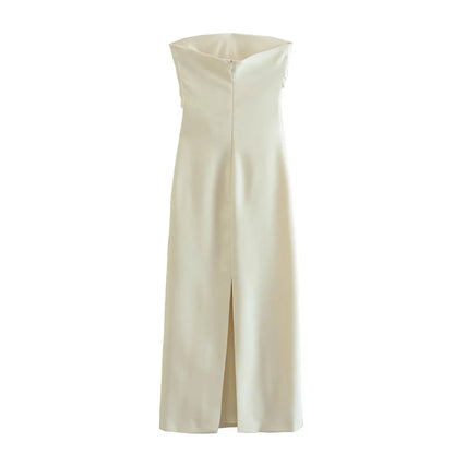 ASDS 2024 off shoulder black white long dress women bodycon beige midi dress woman summer backless sexy party dresses - Smarsty