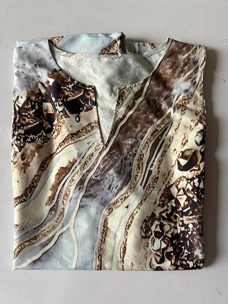 2024 New Summer Women's Sleeveless V-neck Printed Sexy Dress Long Dress Cross Border Women's Wear in Europe and America - Smarsty