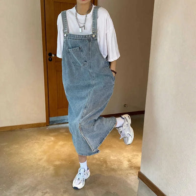 Spring Summer Denim Overall Dress Women Sleeveless Jeans Dresses Fashion Female Solid Slip Casual Loose Spaghetti Strap Dresses - Smarsty