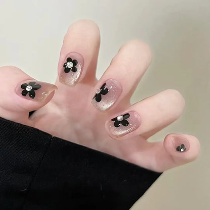 24Pcs Cute Pink Cat Eye Press On Nails Set - Smarsty