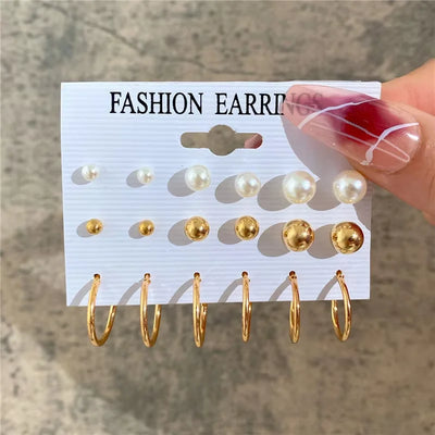 Vintage Geometric Hoop Earrings Set for Women - Smarsty