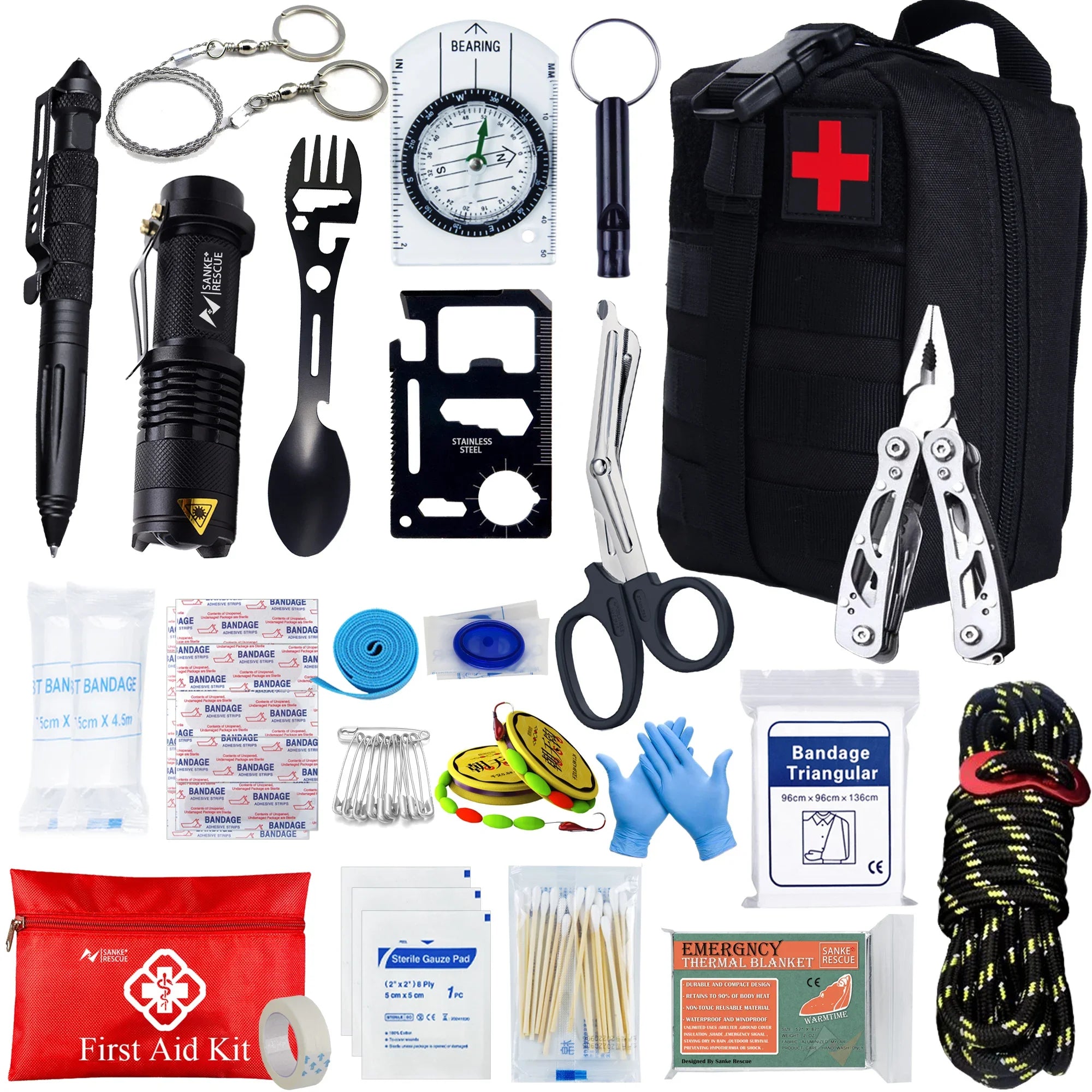Survival First Aid Kit Survival Full Set Molle Outdoor Gear Emergency Kits Trauma Bag Camping Hiking IFAK Adventures EDC by Smarsty