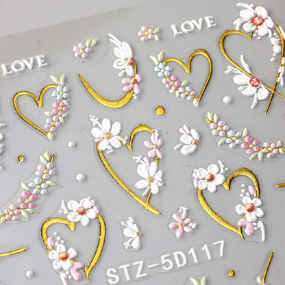 5D Kawaii Floral Nail Stickers for Wedding Decor - Smarsty