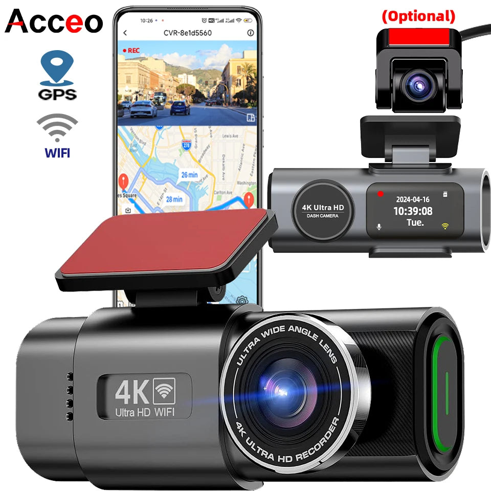 4K Dash Cam Night Vision With GPS Parking And WiFi - Smarsty