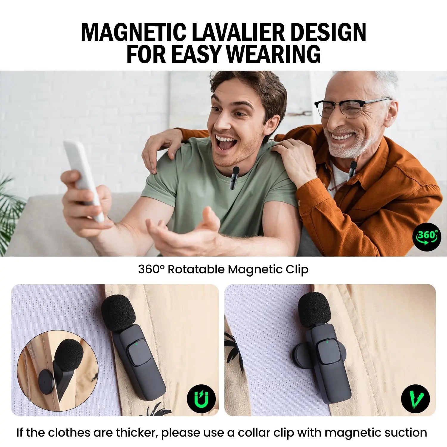 Basix Wireless Lavalier Microphone for iPhone Vlogging - Smarsty