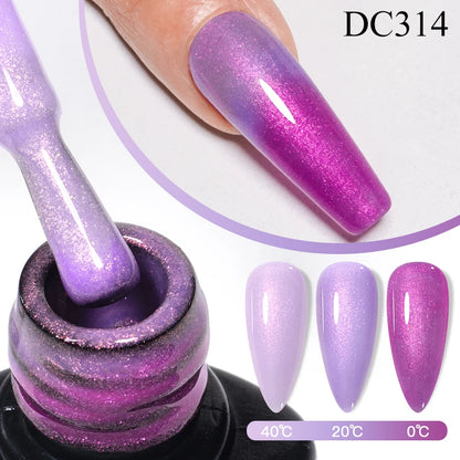 Auroras Thermal Rubber Base Gel Nail Polish Long Lasting Glitter - Smarsty