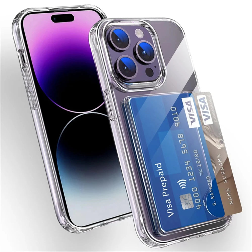 Clear Transparent Wallet Case With Card Slots For Iphone - Smarsty