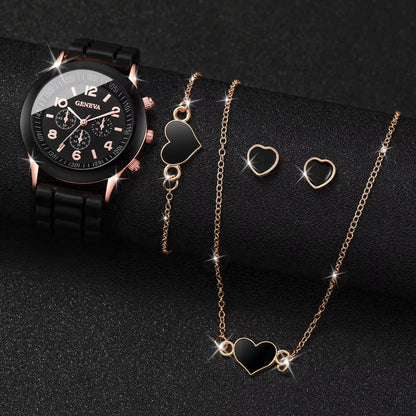 Fashionable Women Quartz Watches Set with Silicone Bands - Smarsty