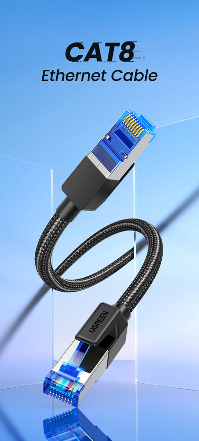 UGREEN CAT 8 Ethernet Cable High Speed Braided 40Gbps 2000Mhz Network Lan Cord RJ45 Shielded Indoor for Router PC PS5 Modem Xbox - Smarsty