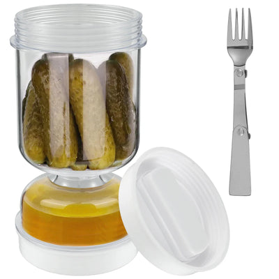 Pickles Jar With Forks Dry and Wet Dispenser Pickle and Olives Hourglass Jar Cucumber Container for Kitchen Juice Separator Tool by Smarsty