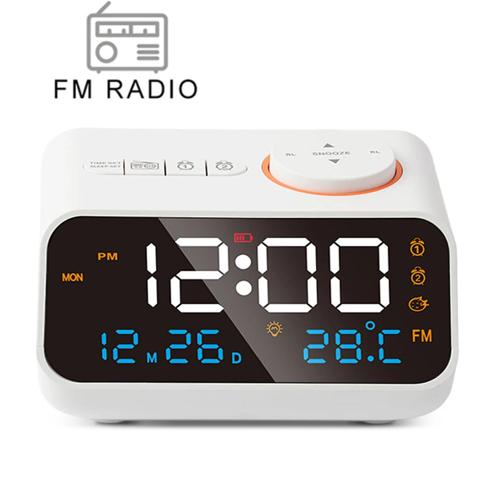 Modern FM Radio LED Alarm Clock with Temperature Display - Smarsty