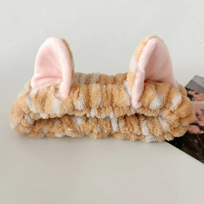 Cute Cat Ear Soft Elastic Plush Headband For Makeup - Smarsty