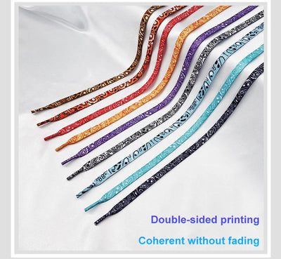 Flat Shoe Laces Cashew Flower Shoelaces for Sneakers Gilding Hand-painted Sports Casual Basketball Tennis Shoelace Shoestrings - Smarsty