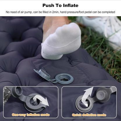 Camping Air Matt Double Sleeping Pad Inflatable Air Mat with Pillow Air Mattress Nature Hike Waterproof Folding Sleeping Mat