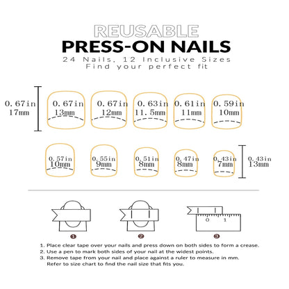 24 Piece Set Cute Heart French Tip Fake Nails - Smarsty