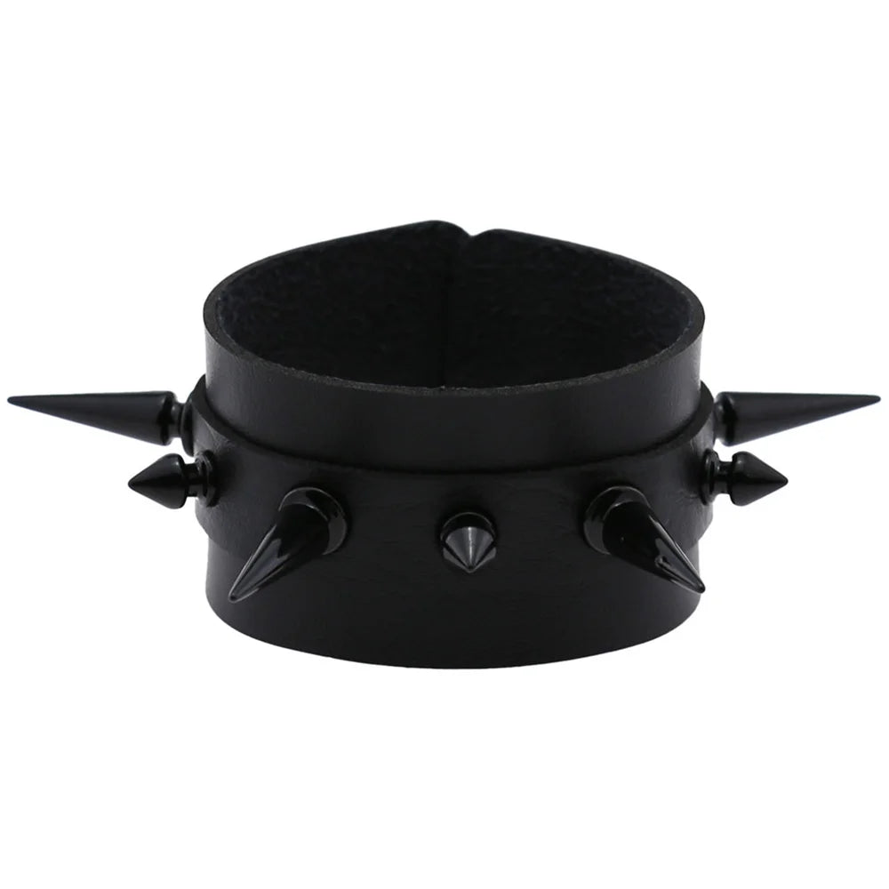 Unisex PU Leather Punk Bracelet With Spikes And Skull - Smarsty