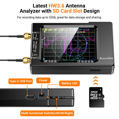 NanoVNA-H Vector Network Analyzer with Spectrum Tuning - Smarsty