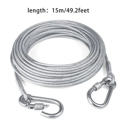Double-Headed Dog Tie Out Cable Leash with Metal Buckle - Smarsty