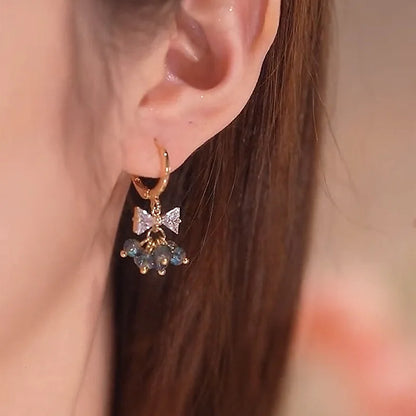 Pearl Long Earrings With Rhinestones For Wedding Fashion - Smarsty