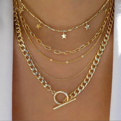 Vintage Gold Boho Layered Necklace Set for Women - Smarsty