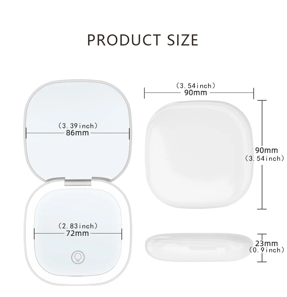 Compact Foldable LED Makeup Mirror With 5x/10x Magnification - Smarsty
