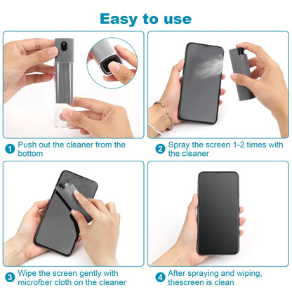Two In One Screen Cleaner Spray Bottle With Microfiber Cloth