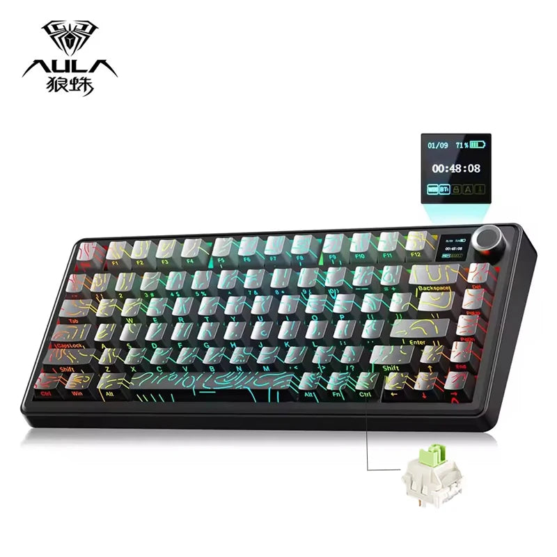 75 Percent Mechanical Keyboard RGB With TFT Screen
