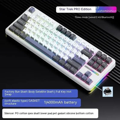 87 Key Mechanical Keyboard Tri Mode Wireless RGB Gasket - Smarsty
