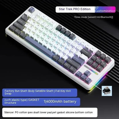 87 Key Mechanical Keyboard Tri Mode Wireless RGB Gasket