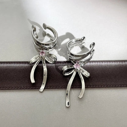 Y2K Bow-Knot Ear Clips for Trendy Korean Fashion Jewelry - Smarsty