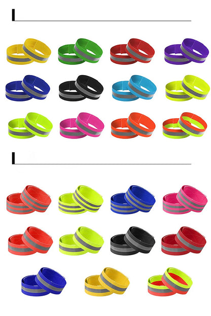 1 Pair Reflective Bands Elastic Armband Wristband Ankle Leg Straps Kids Safety Reflector Outdoor Night Cycling Jogging Running