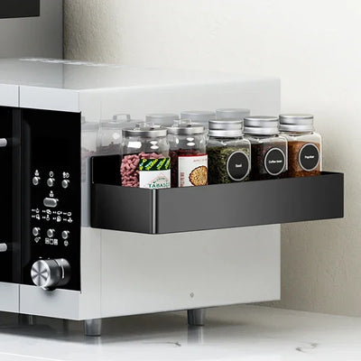Strong Magnetic Shelves 2 Layers Black White Storage Rack Kitchen Plastic Spice Seasoning Organizer for Refrigerator Microwaves by Smarsty