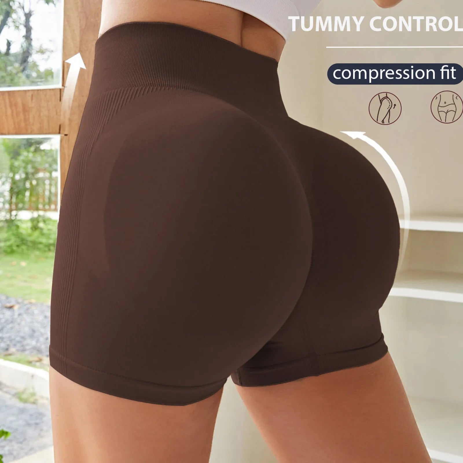 Women's High Waist Peach Lift Hip Sports Shorts Tight Yoga Shorts Shorts for Women Women's Shorts Summer Womens Shorts Elegant - Smarsty