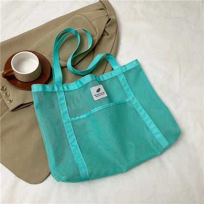 Transparent Mesh Shoulder Bag for Travel and Beach - Smarsty
