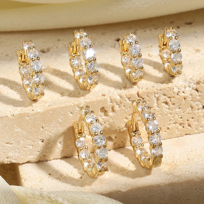 Shiny Zircon Huggie Earrings Tiny Cartilage Hoops Gift - Smarsty