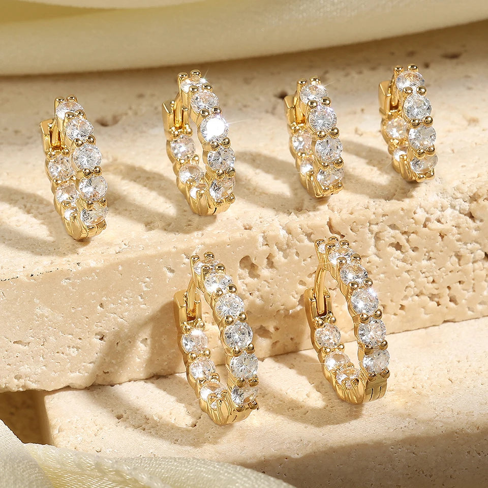 Shiny Zircon Huggie Earrings Tiny Cartilage Hoops Gift - Smarsty