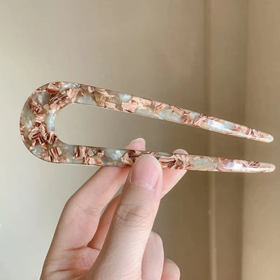 Elegant U-Shaped Hairpin with Mineral Pattern for Women - Smarsty