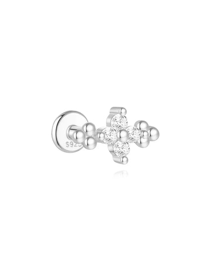 925 Sterling Silver Lotus Tassel Zircon Stud Earrings - Smarsty