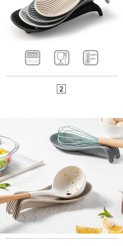 1/4Pcs Silicone Insulated Spoon Holder Heat Resistant Placemat Spoon Holder Cutlery Shelving Kitchen Tools Placemat by Smarsty