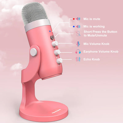Haomuren Pink USB Condenser Microphone for Streaming - Smarsty