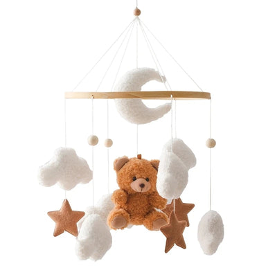 Baby Crib Mobile Rattle Toy For 0-12 Months Cartoon Felt Forest Animal Bed Bell Hanging Wooden Bracket Mobile Newbaby Rattle Toy by Smarsty