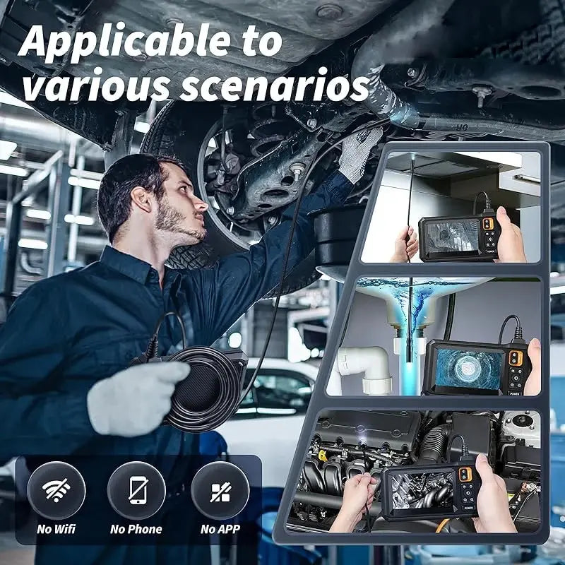 Industrial Endoscope Camera 8mm HD1080P 4.3inch IPS Screen 1080P Pipe Inspection Camera for Car Repair IP67 Waterproof 8 LEDS - Smarsty