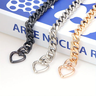 1pc Metal Purse Chain Strap Extender Heart Shape Purse Chain for Accessory Charms, Lengthen Crossbody Shoulder Handbags Strap - Smarsty
