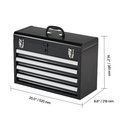 SucceBuy 20.5in Metal Tool Box Portable 4-Drawers Tool Chest with Drawers Locking Multi-Function Tool Organizer for Workshop - Smarsty