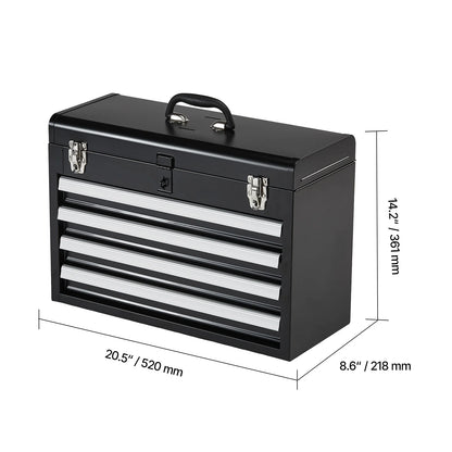 SucceBuy 20.5in Metal Tool Box Portable 4-Drawers Tool Chest with Drawers Locking Multi-Function Tool Organizer for Workshop