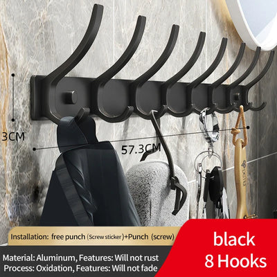 Black and White Folding Robe Hooks for Bathroom Storage - Smarsty