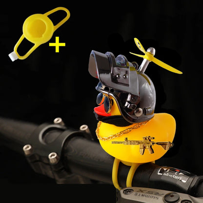 Helmeted Yellow Duck Car Ornament With Propeller Toy Gun - Smarsty
