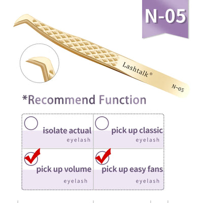 Precision Fiber Tip Eyelash Extension Tweezers with Diamond Grip - Smarsty