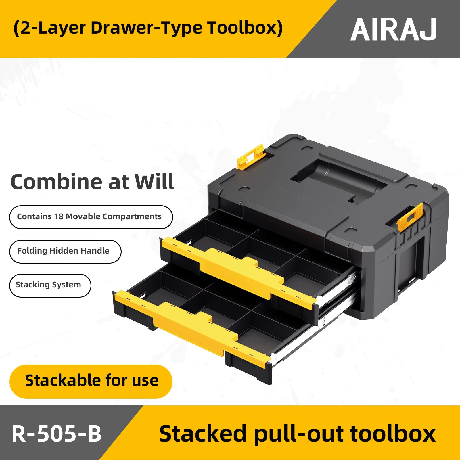 AIRAJ MultiFunctional Tier Stackable Rolling Plastic Portable Folding Tool Storage Box , Suitable for Garage Storage